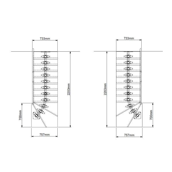Schody modułowe, zabiegowe BOSTON  Szare/ BUK 70 cm